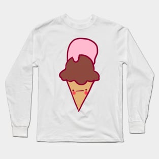 Chocolate strawberry ice cream illustration Long Sleeve T-Shirt